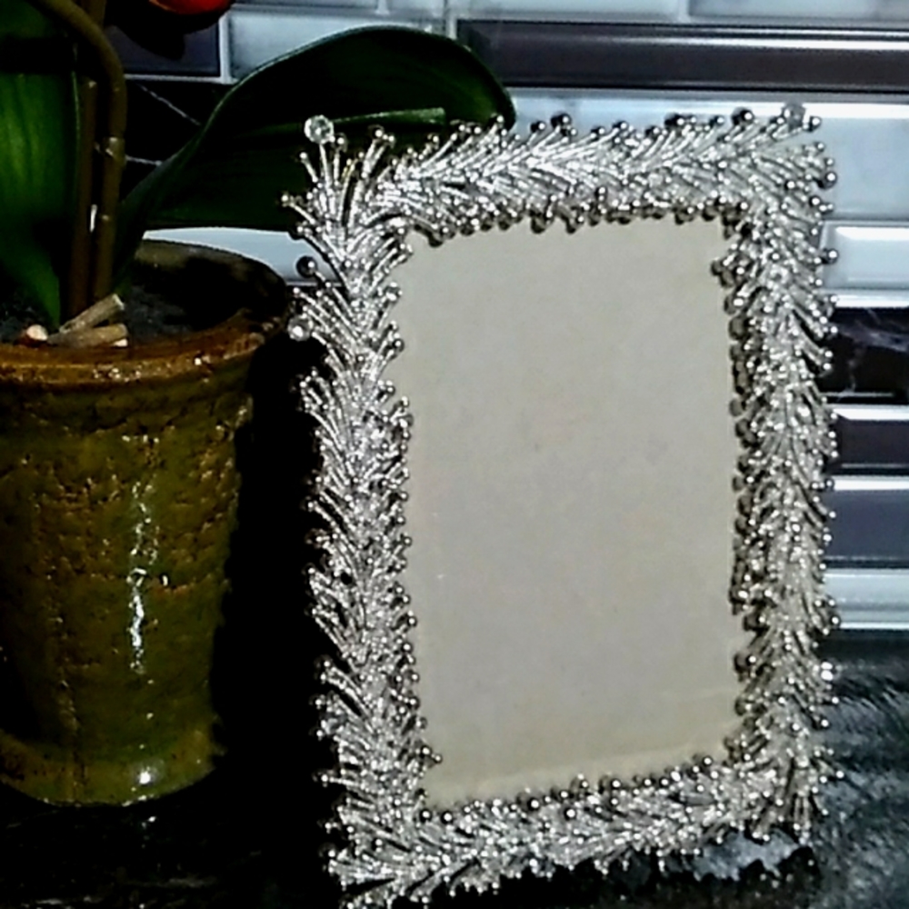 Silver Bead & Rhinestone Glam Frame - Picture 2 of 11